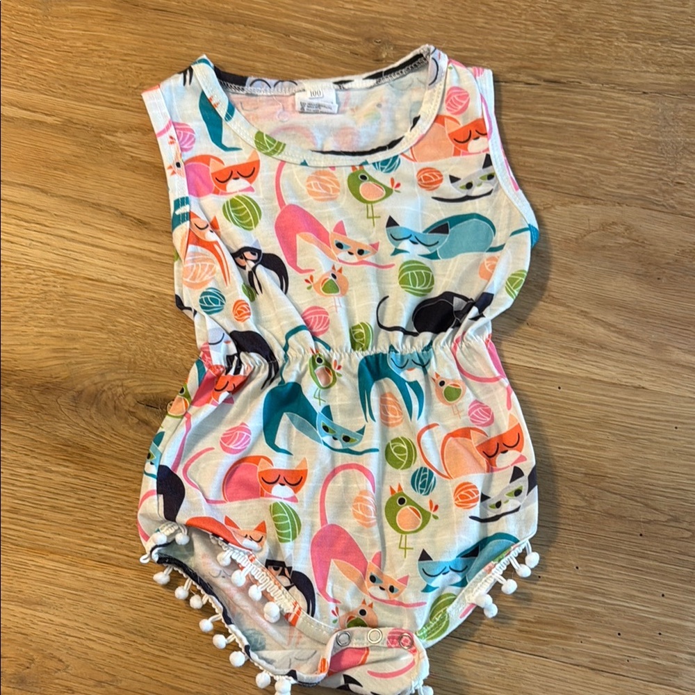 Colorful Cat Print Baby Romper